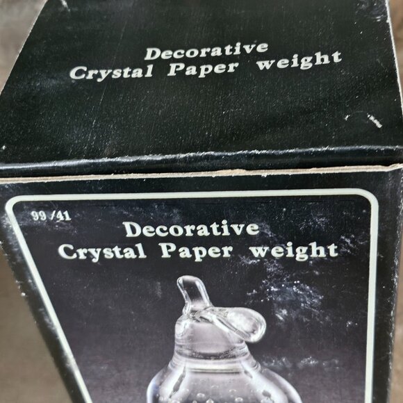 Vintage Decorative Crystal Clear Art Glass Pear Paperweight - Picture 3 of 7